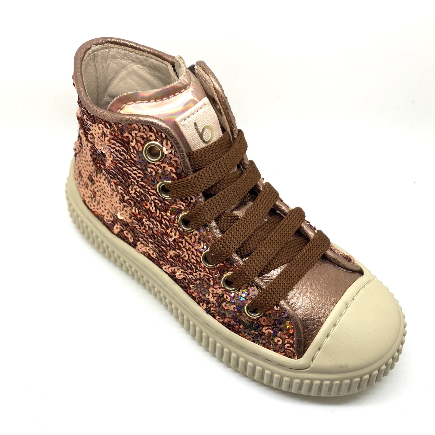 Beberlis sneaker rose bronze met pailletten