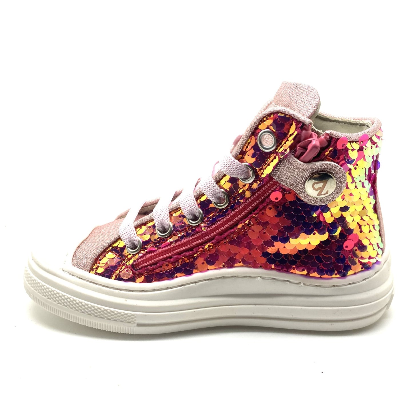 Zecchino D'oro sneaker met roos rode pailletten