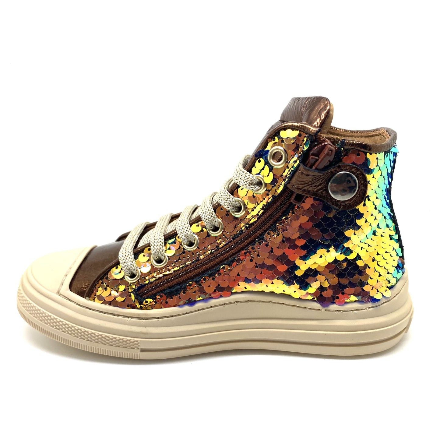Zecchino D'oro sneaker met pailletten goud en blauw