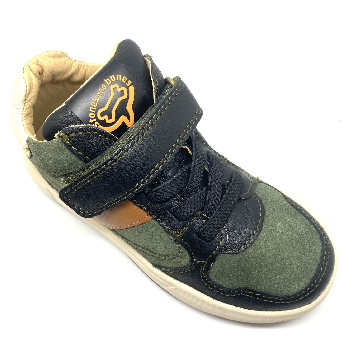 Stones and Bones Palmy velcro schoen groen bruin accent