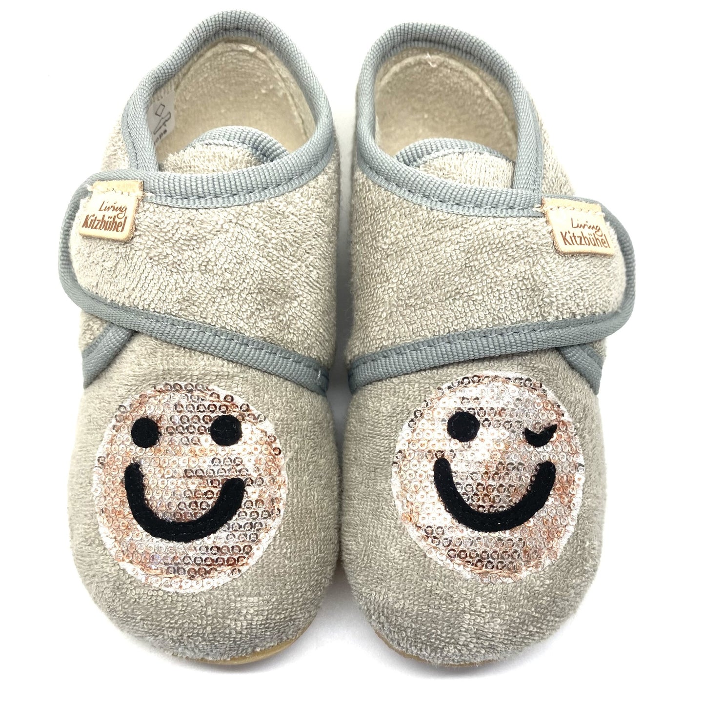 Kitzbühel pantoffel badstof grijs met smiley