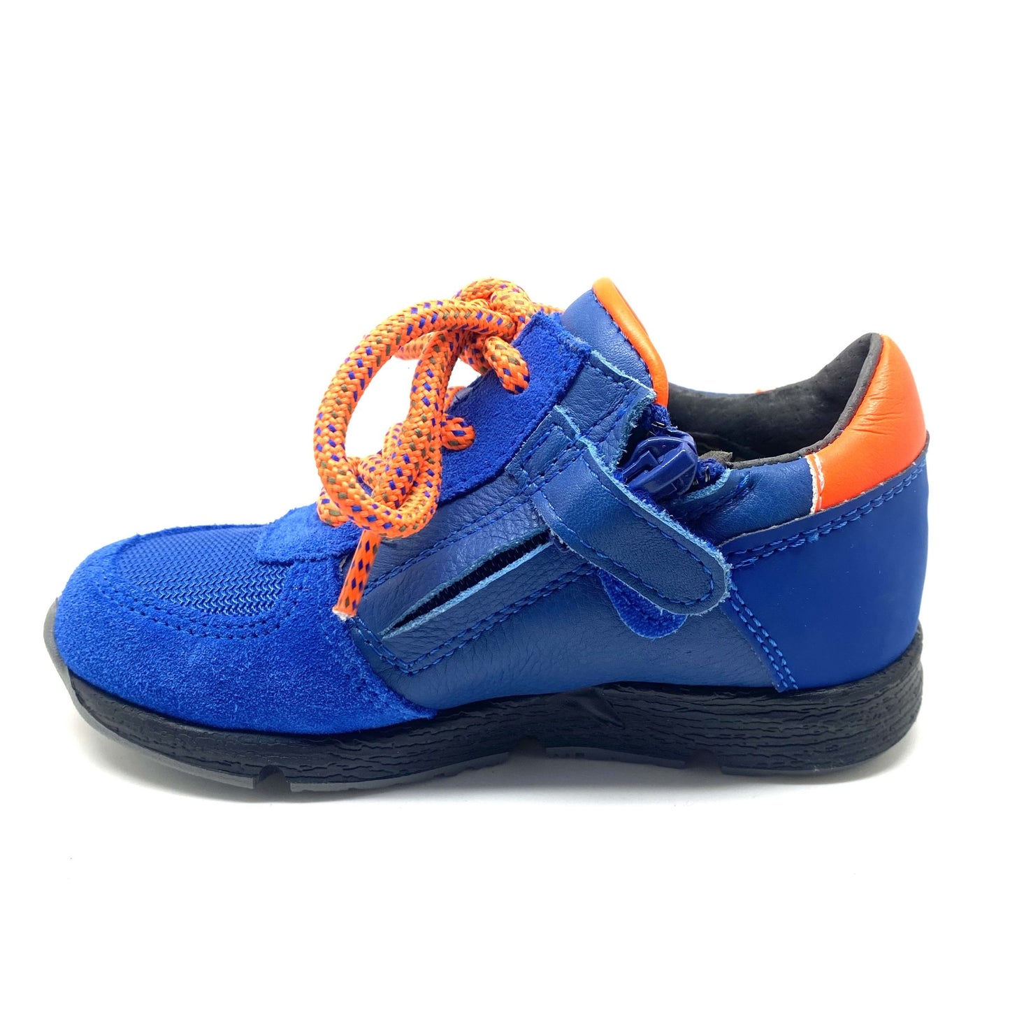 Pinocchio blauwe runner met oranje accenten