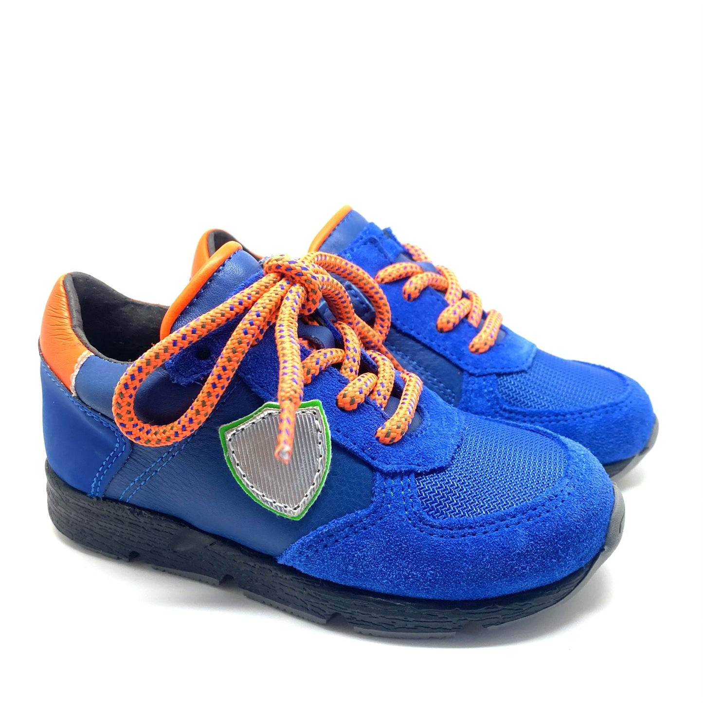 Pinocchio blauwe runner met oranje accenten
