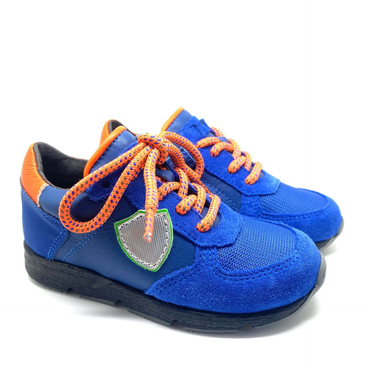Pinocchio blauwe runner met oranje accenten