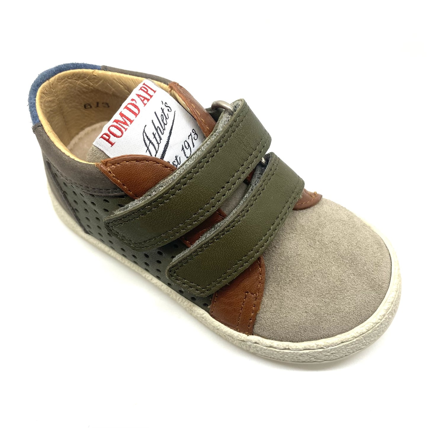 Pom D'api schoen kaki met 2 velcro's