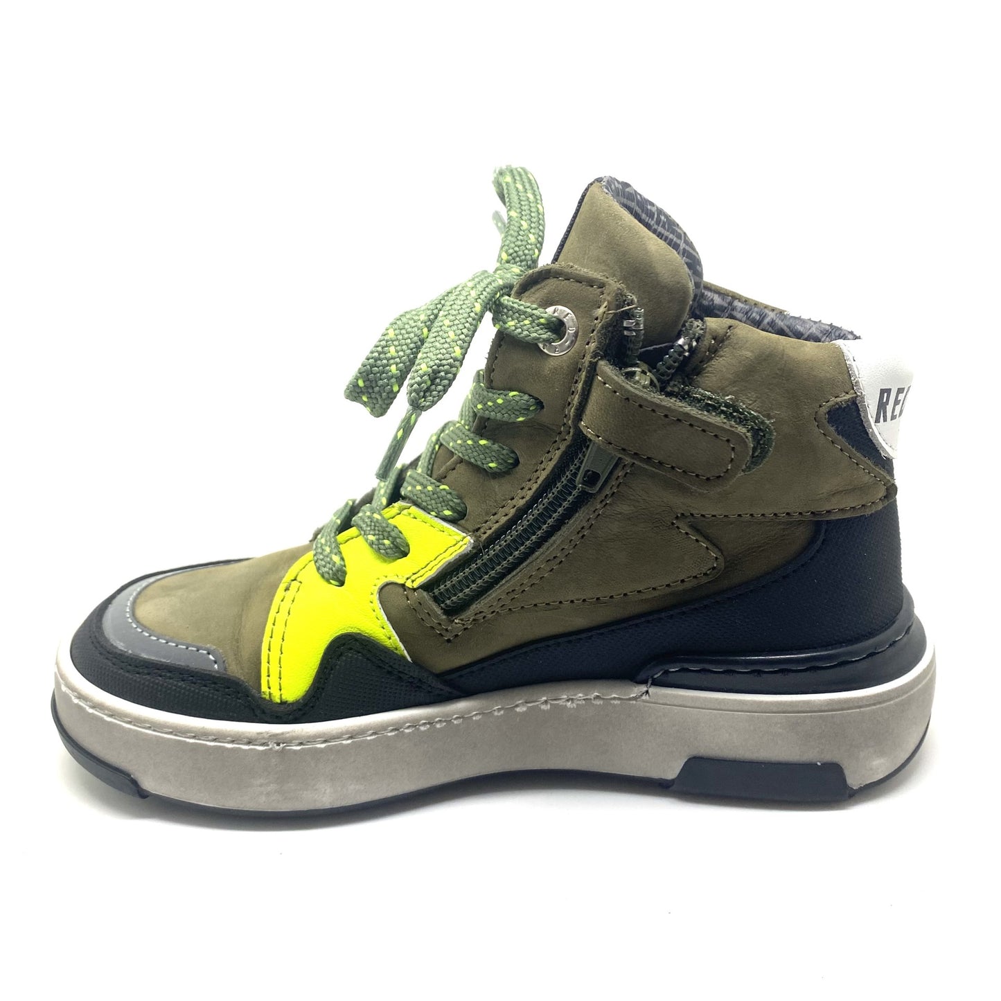 Red Rag hoge sneaker kaki met fluo geel