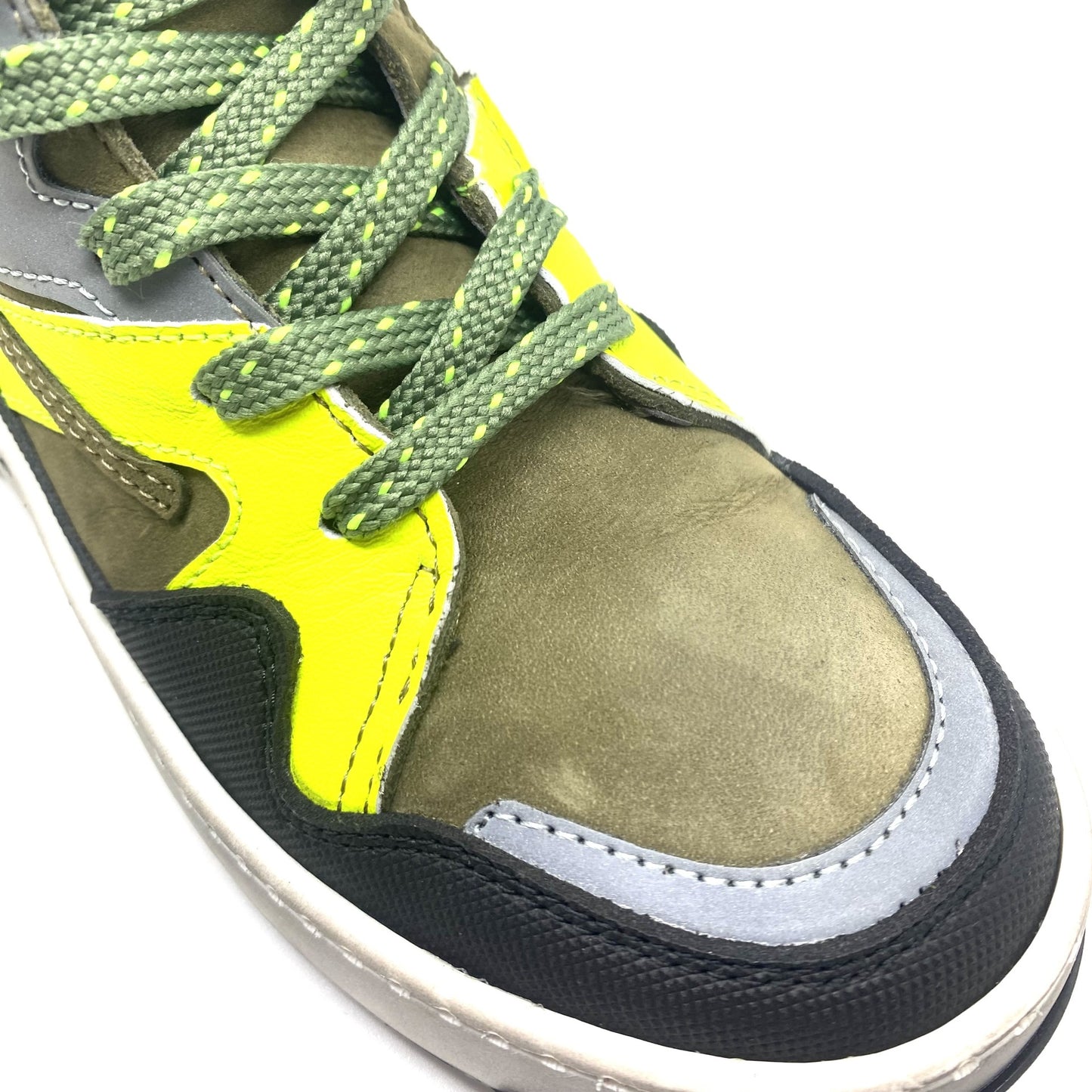 Red Rag hoge sneaker kaki met fluo geel
