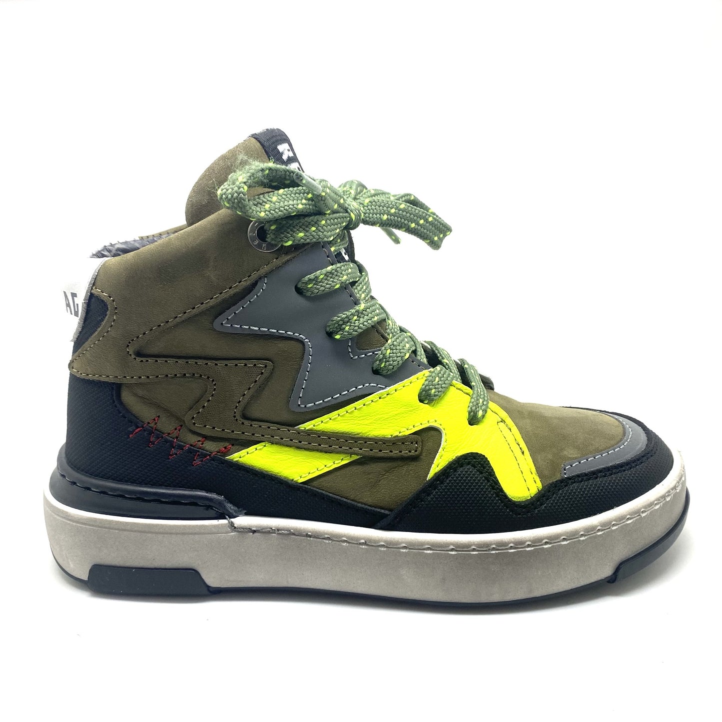 Red Rag hoge sneaker kaki met fluo geel