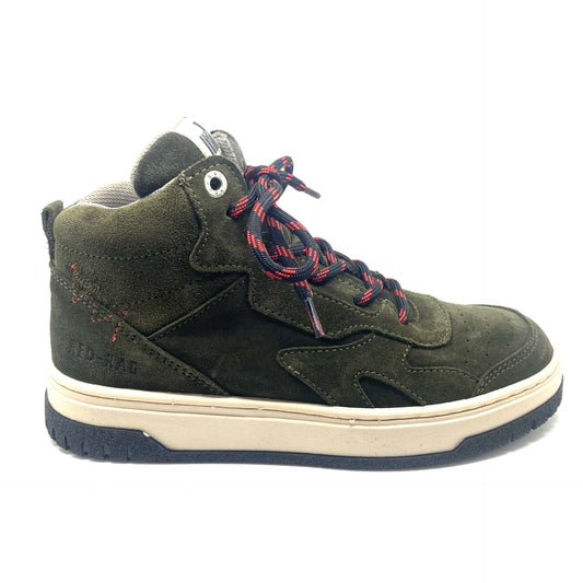 Red rag kaki sneaker  met blauw rode veter