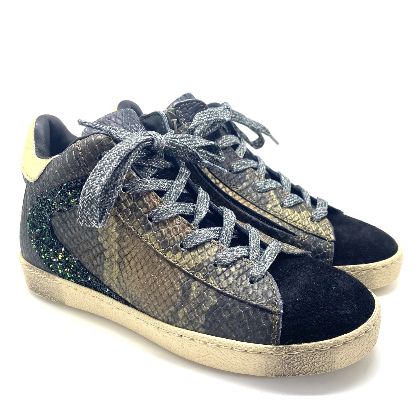 Rondinella sneaker met slangenprint en glitter aan de zijkant