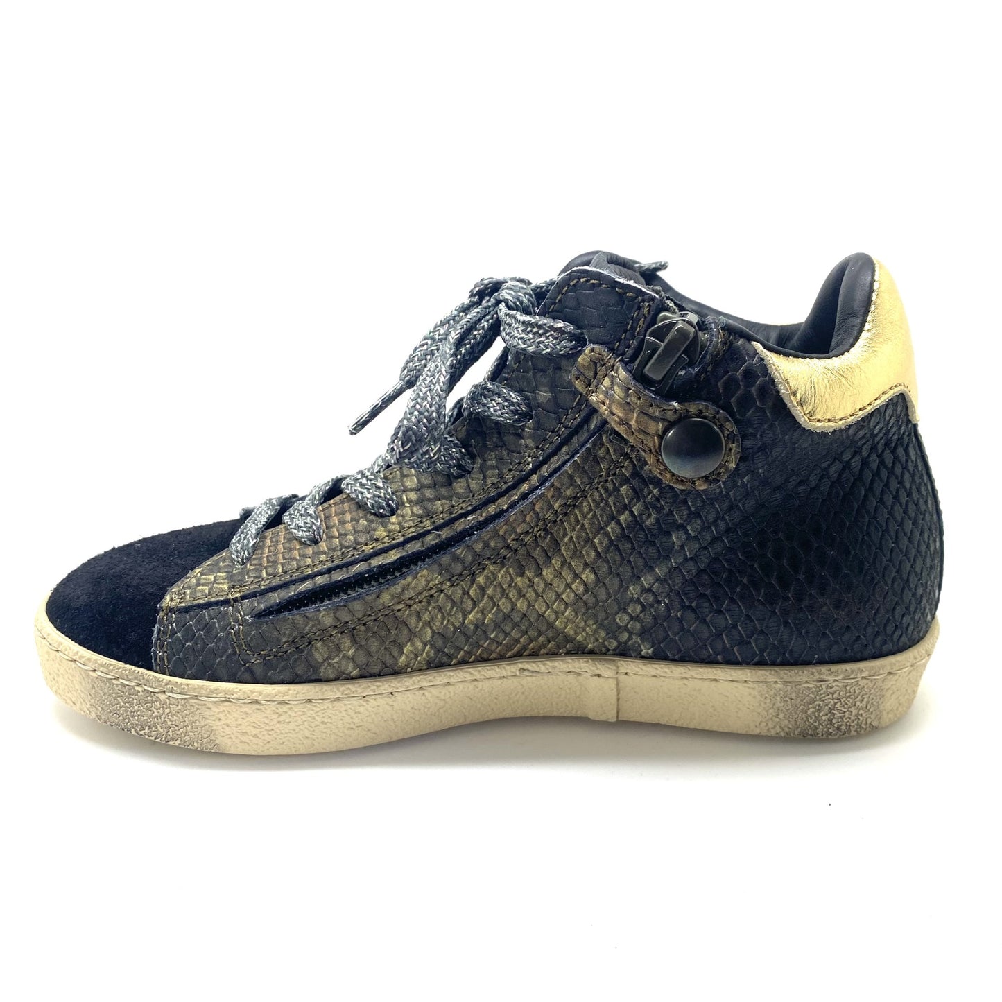 Rondinella sneaker met slangenprint en glitter aan de zijkant