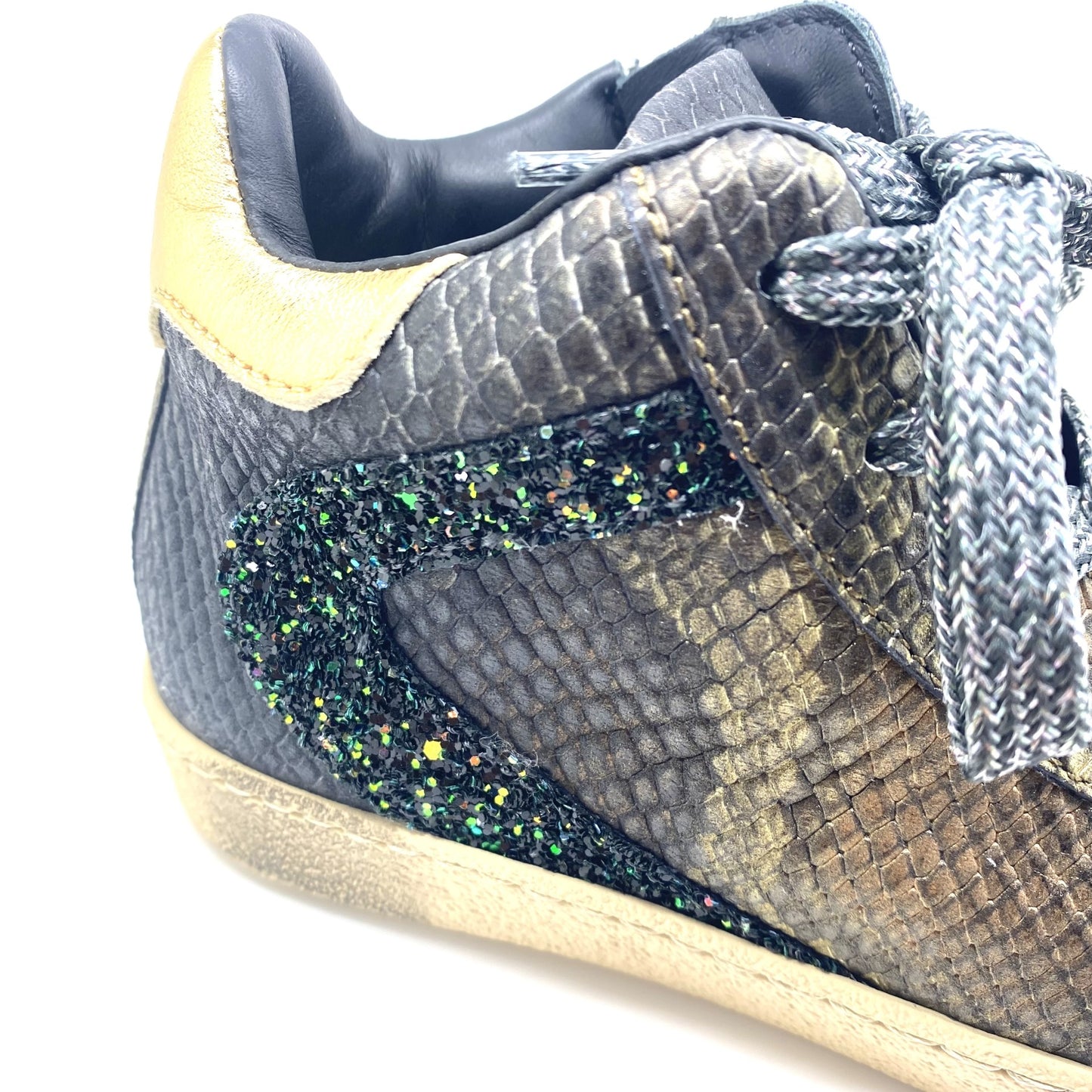Rondinella sneaker met slangenprint en glitter aan de zijkant