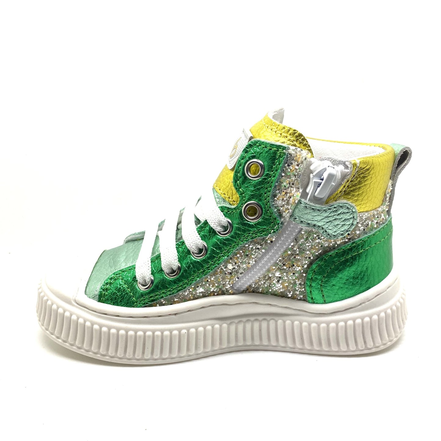 Beberlis sneaker glitter groen en geel