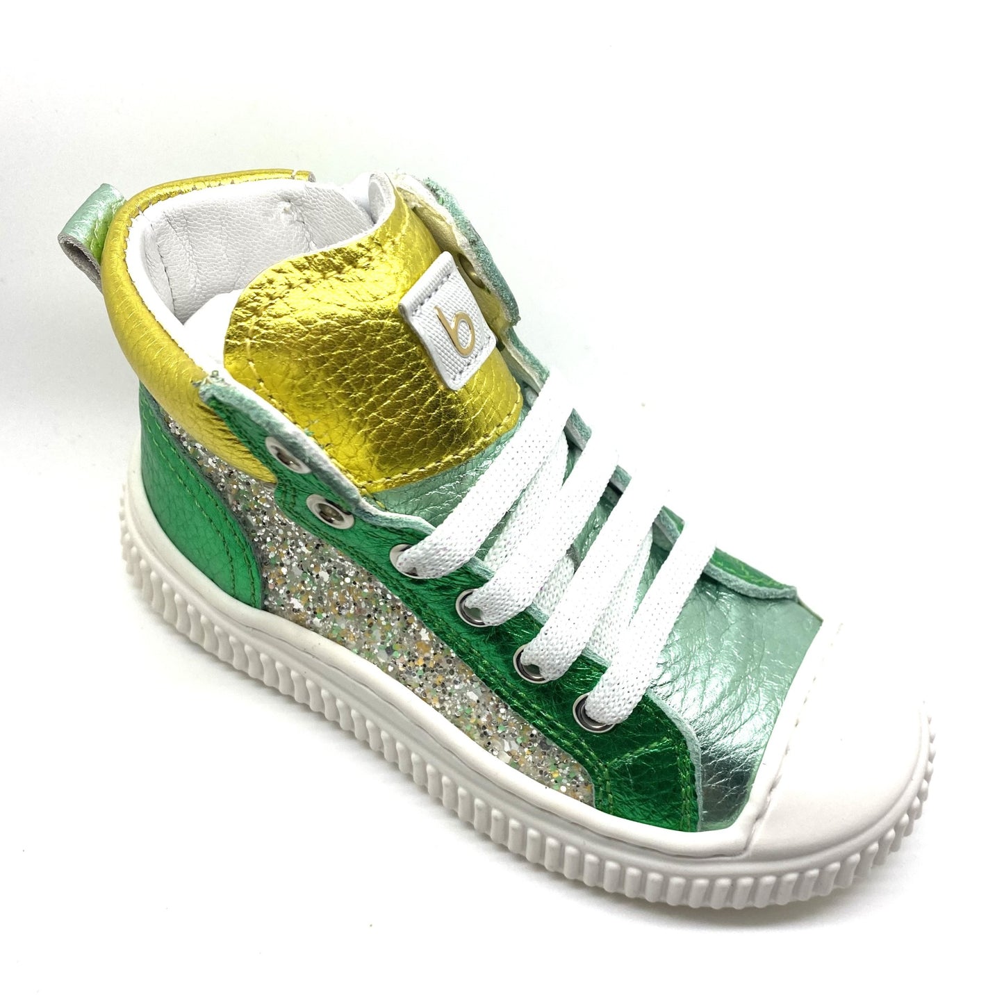 Beberlis sneaker glitter groen en geel