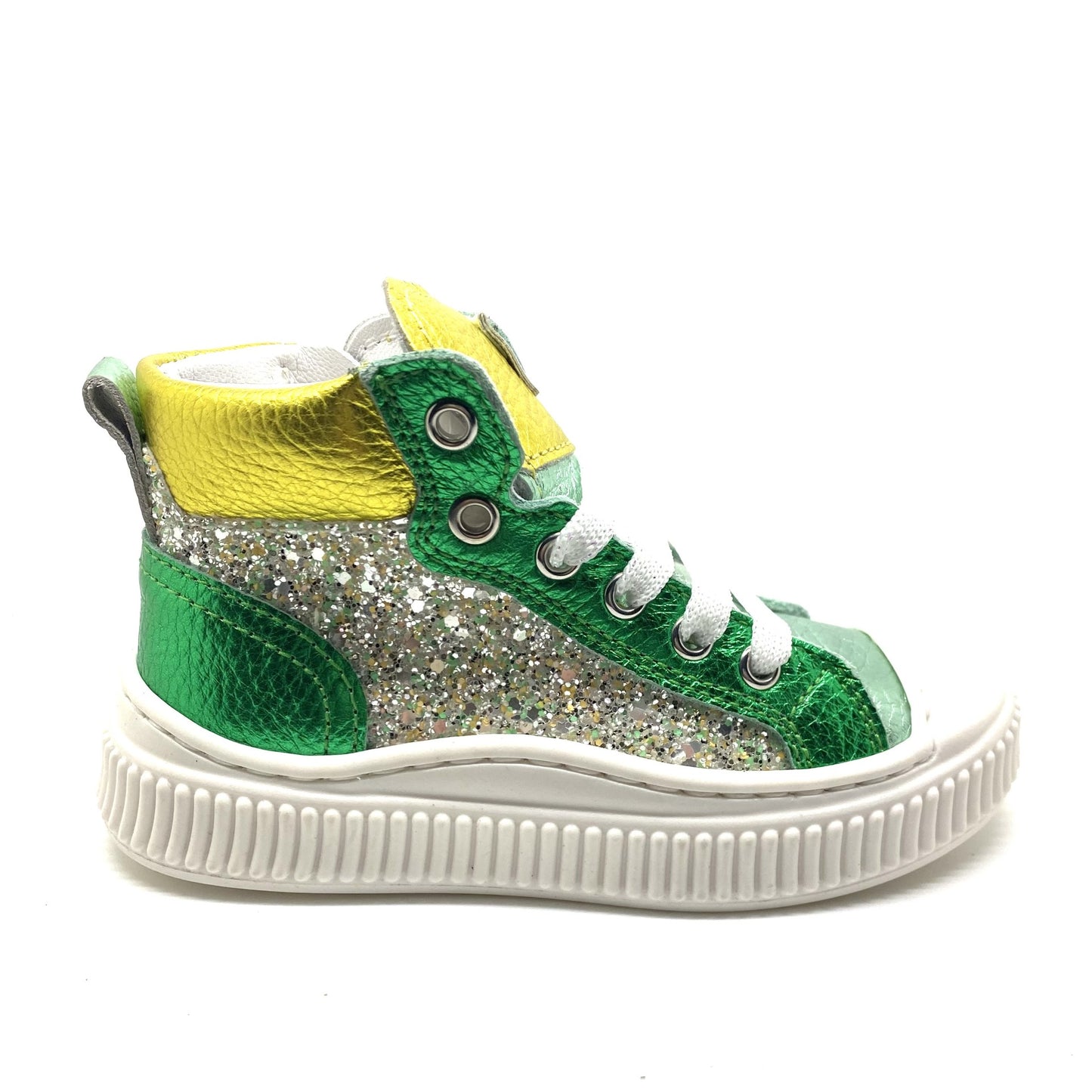 Beberlis sneaker glitter groen en geel