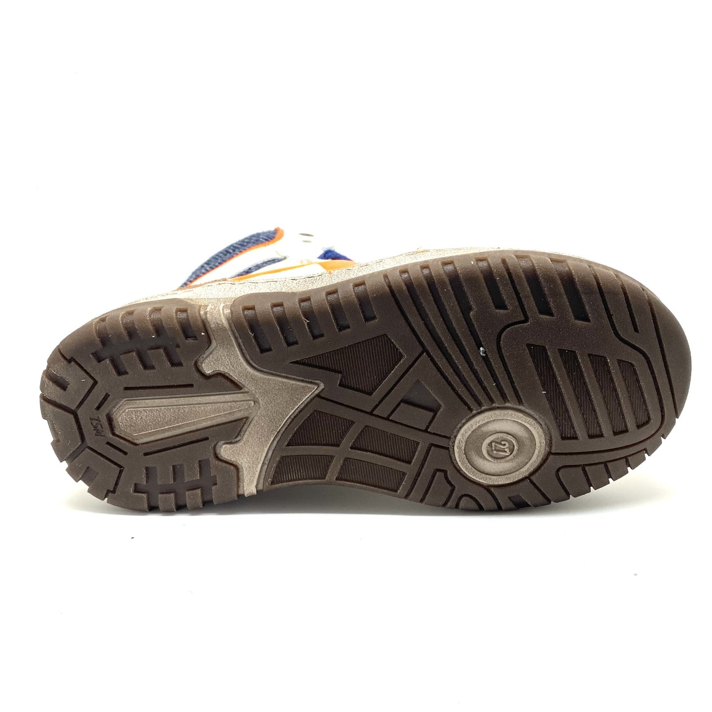 Stones and Bones hoge sneaker wit blauw cognac en fluo oranje
