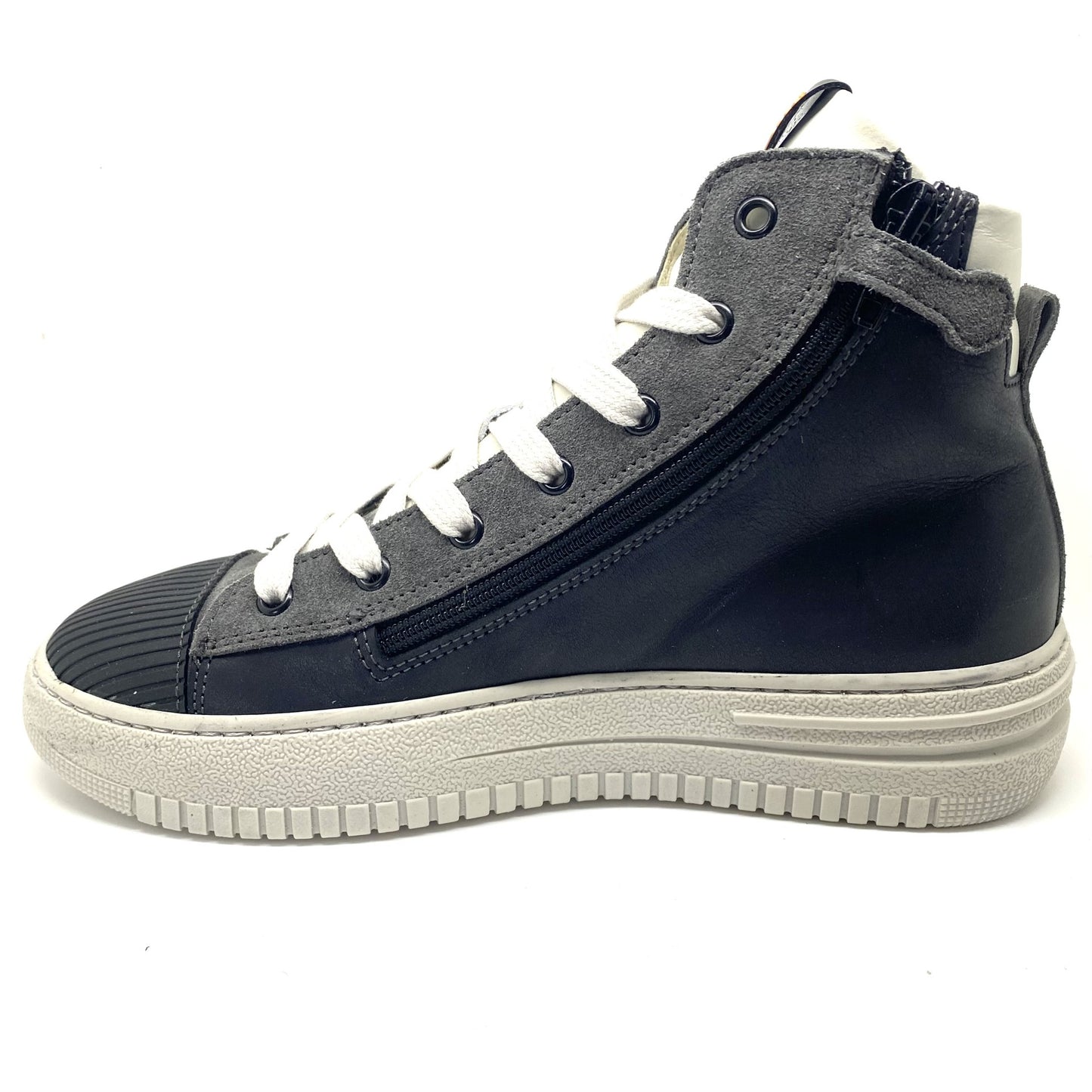 Stones and Bones hoge sneaker grijs zwart en wit