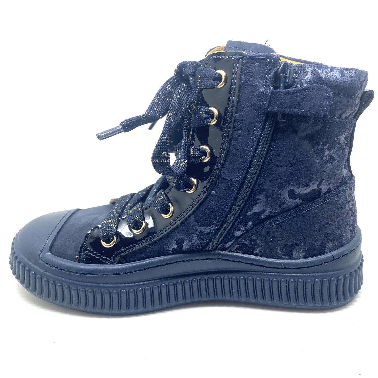 Stones and Bones hoge blauwe sneaker met rubberen tip