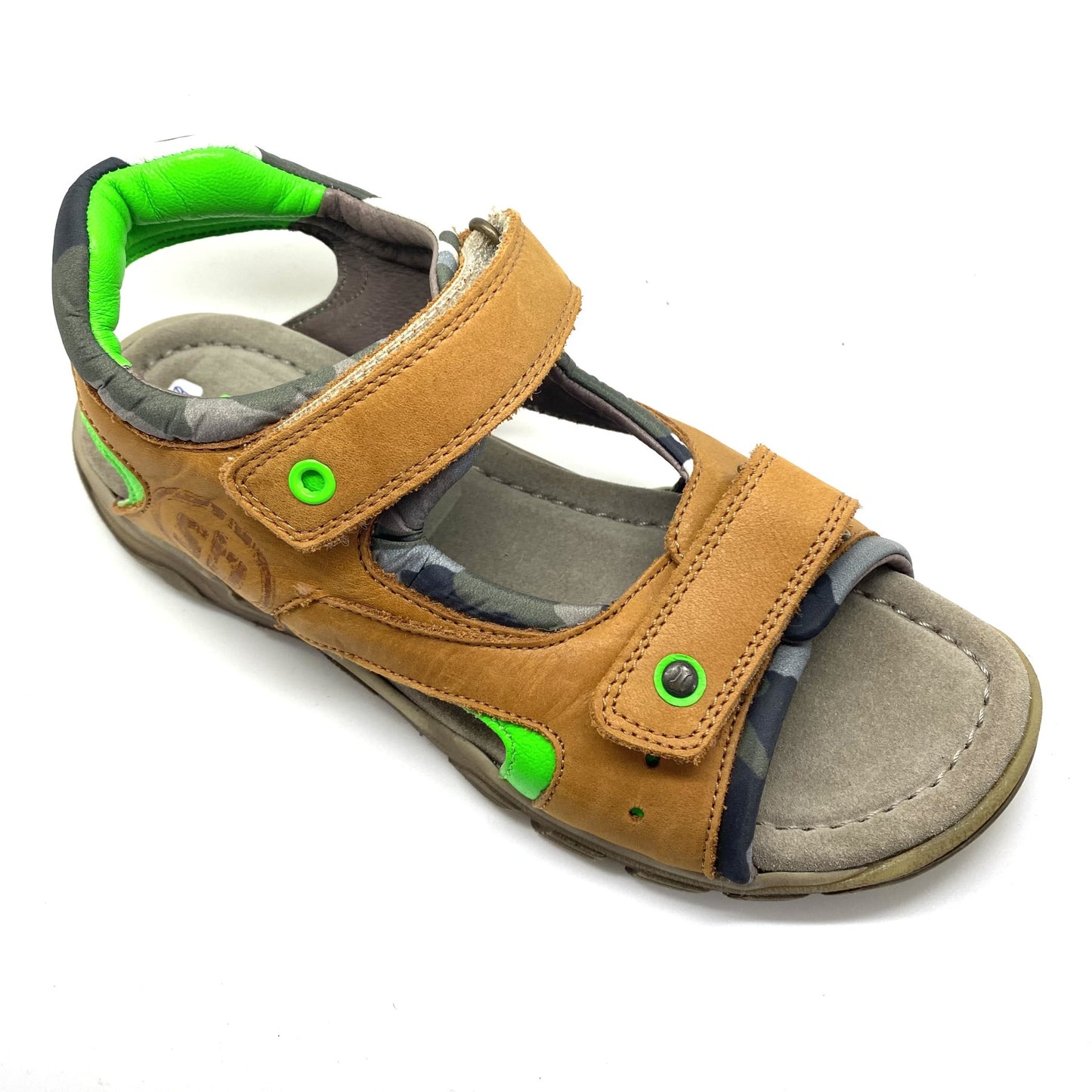 Stones and Bones sandaal met fluo groene accenten