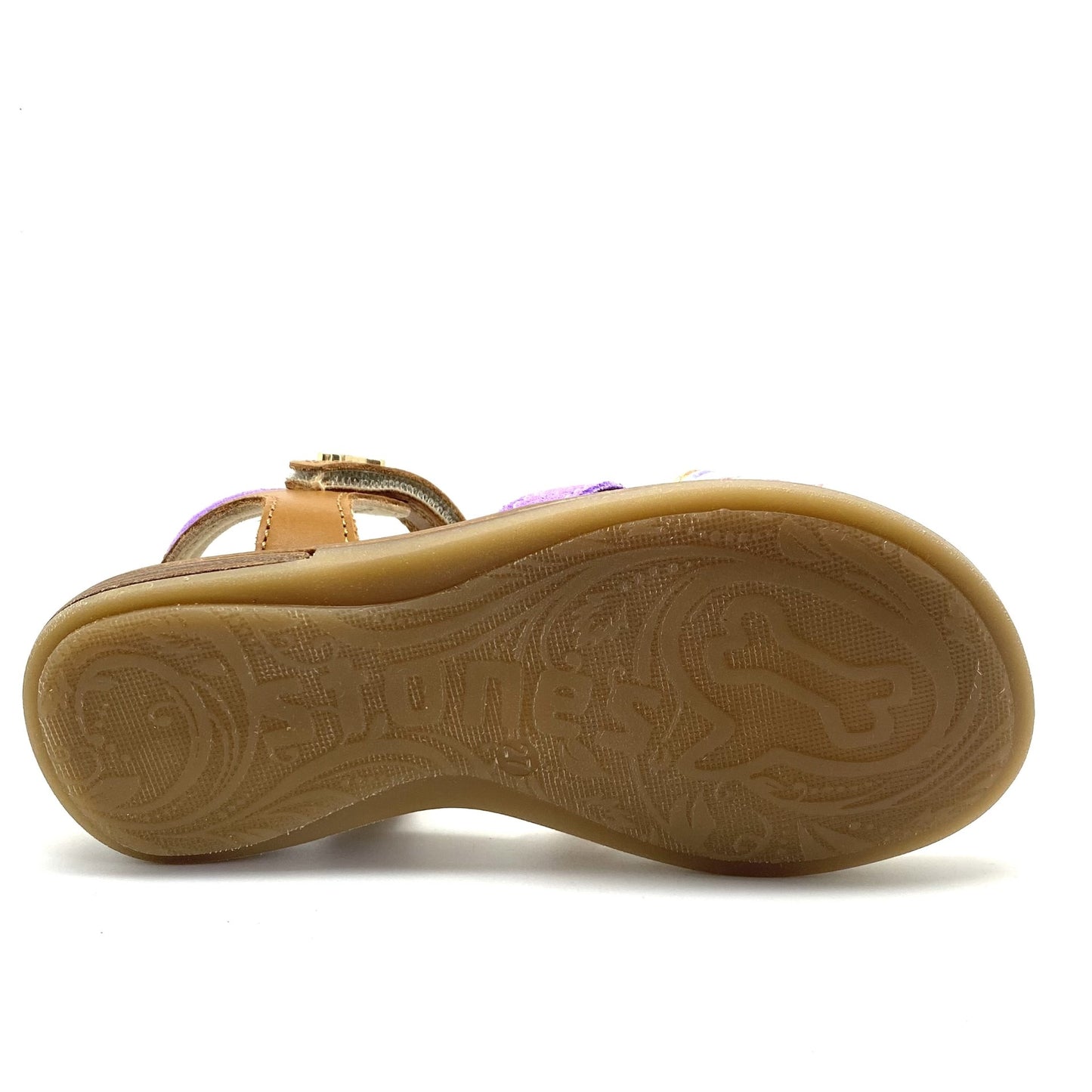 Stones and Bones sandaal cognac en paars