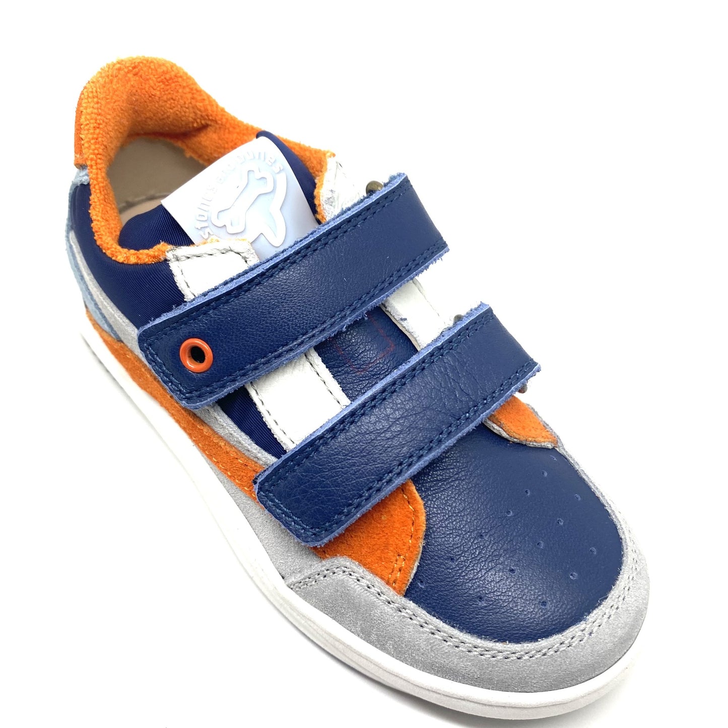 Stones and Bones lage blauwe sneaker met velcro.