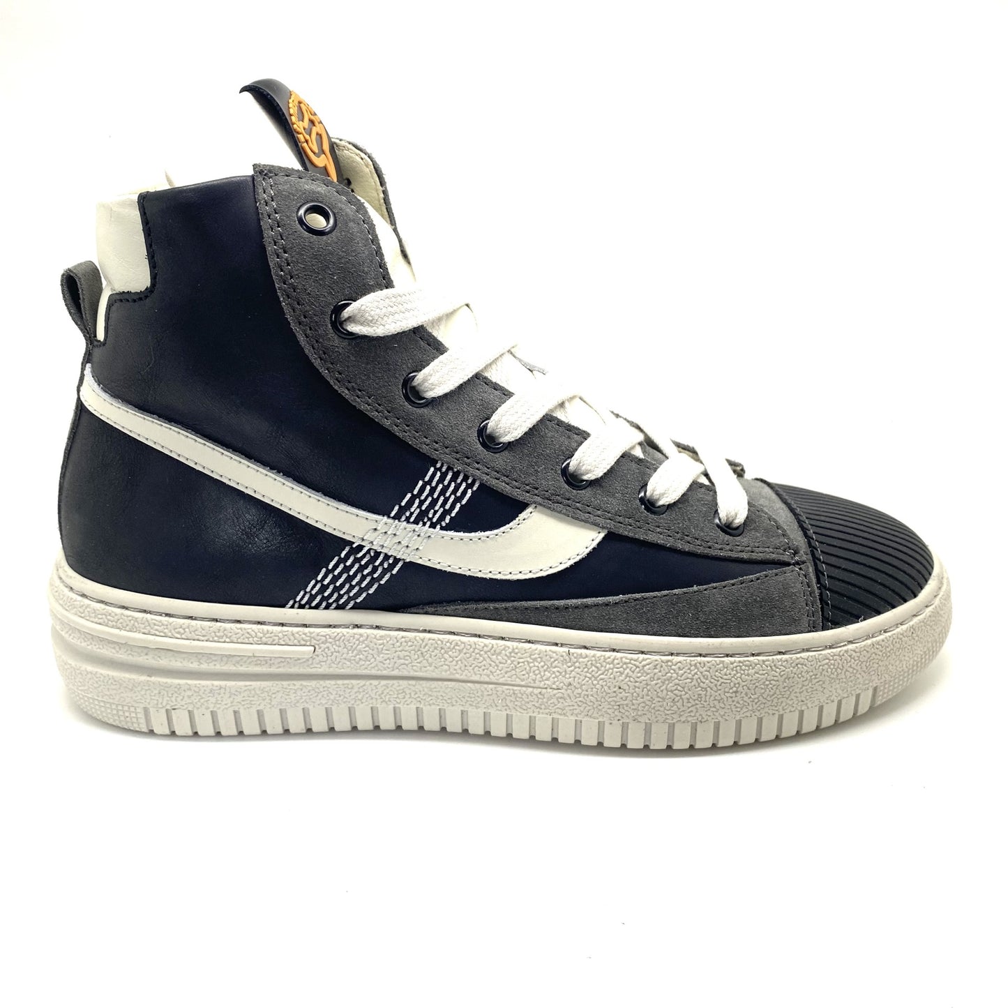 Stones and Bones hoge sneaker grijs zwart en wit