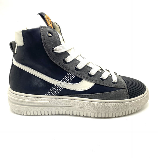 Stones and Bones hoge sneaker grijs zwart en wit