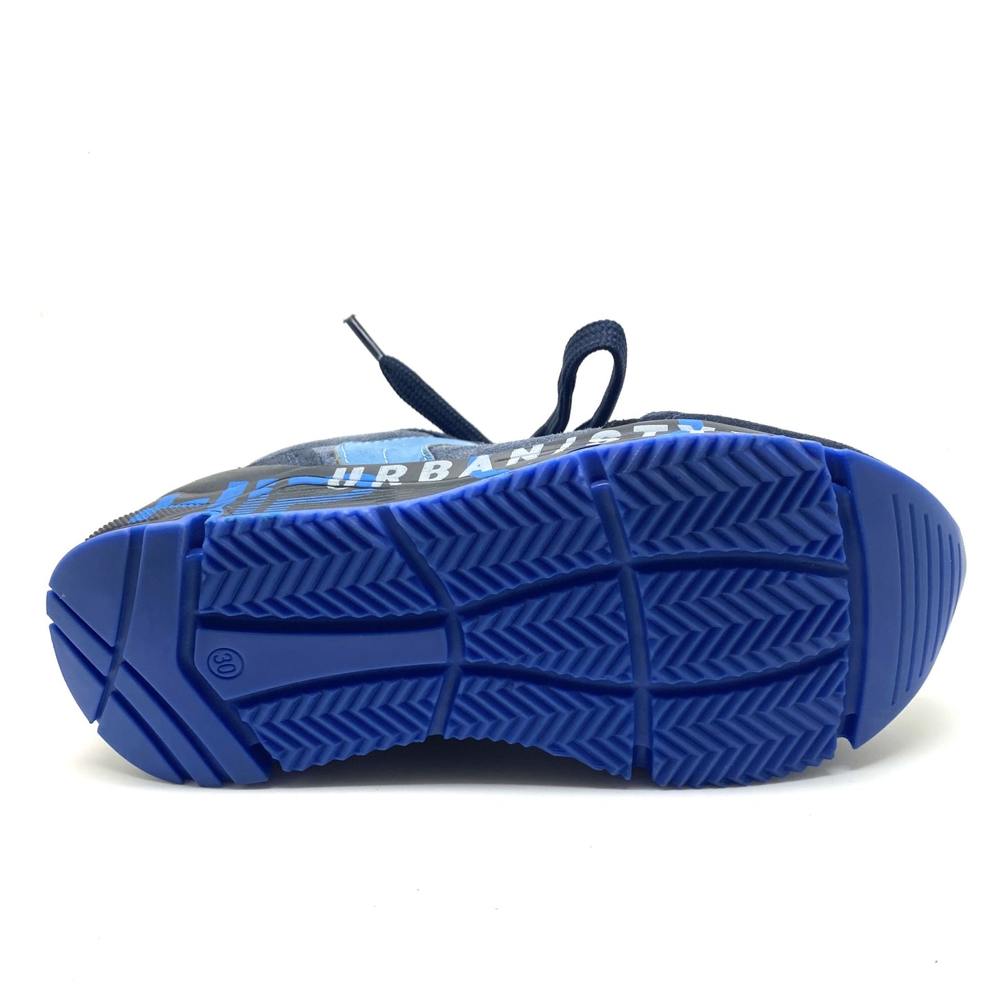 Hip sneaker met tekst op zool.