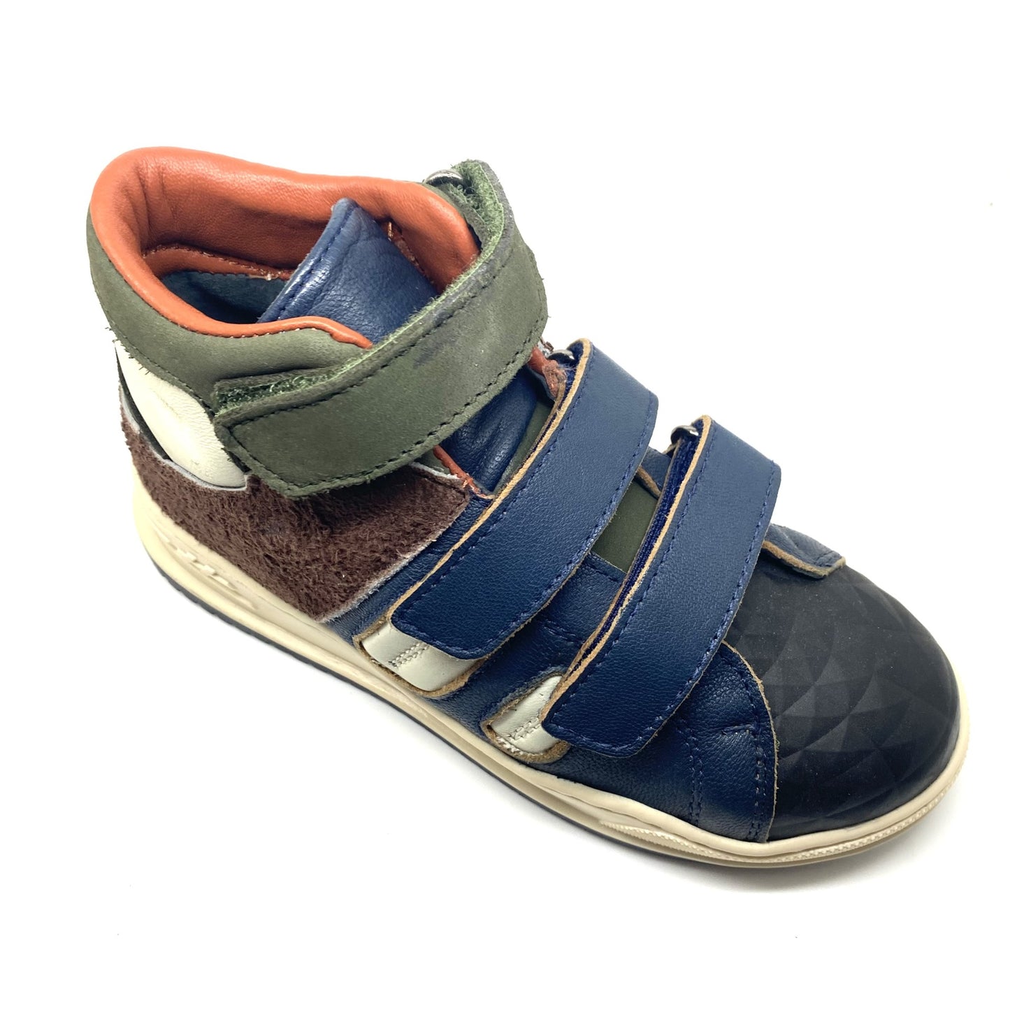 Hip hoge sneaker met 3 velcro's en rubberen tip