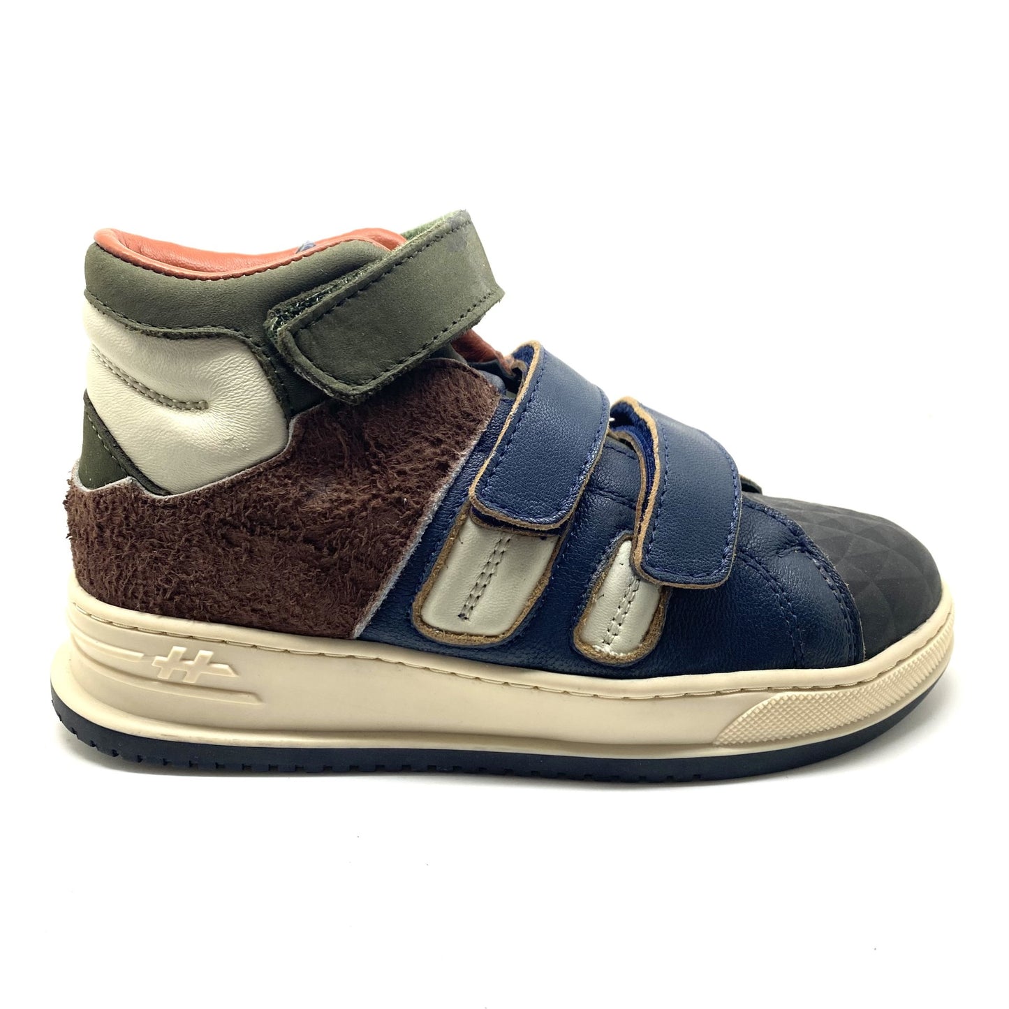 Hip hoge sneaker met 3 velcro's en rubberen tip
