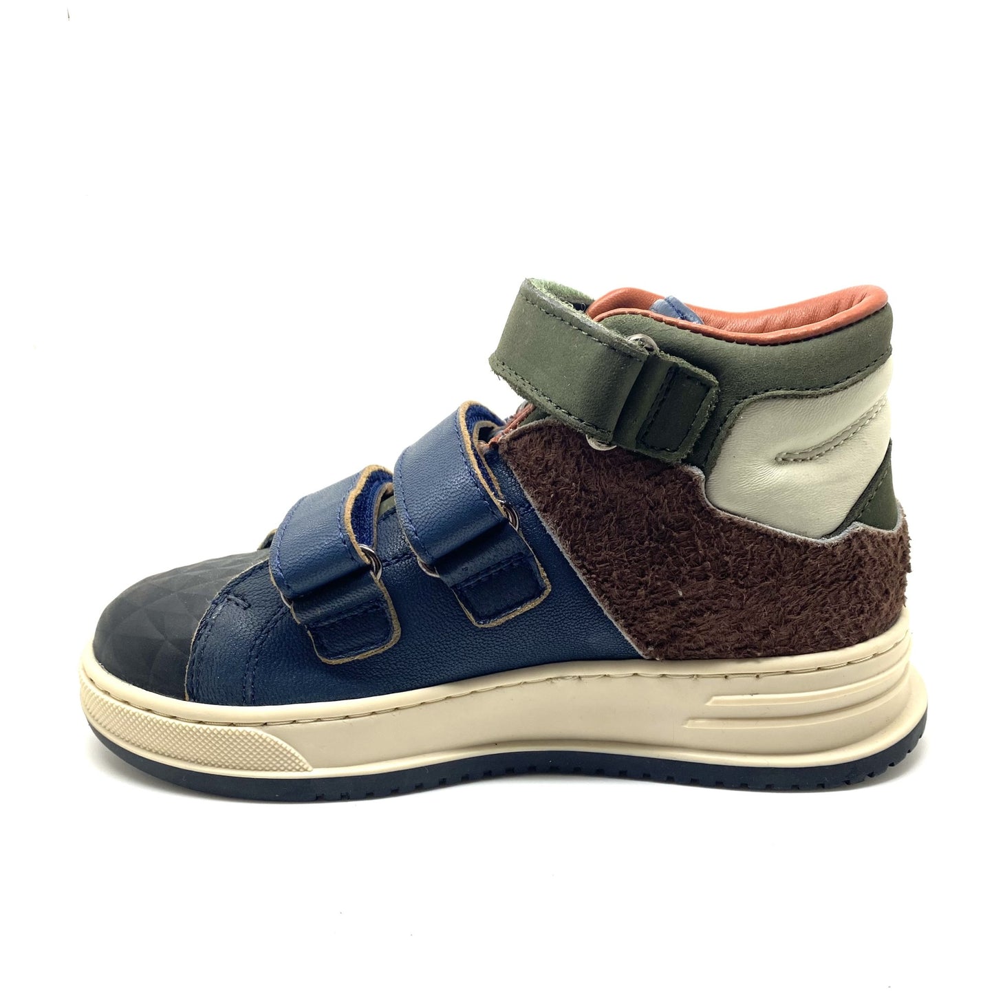 Hip hoge sneaker met 3 velcro's en rubberen tip
