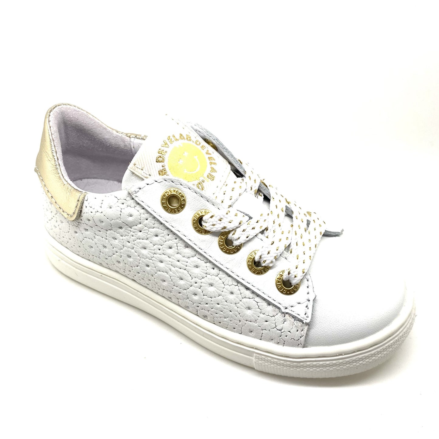 Develab lage witte sneaker met bloempjes