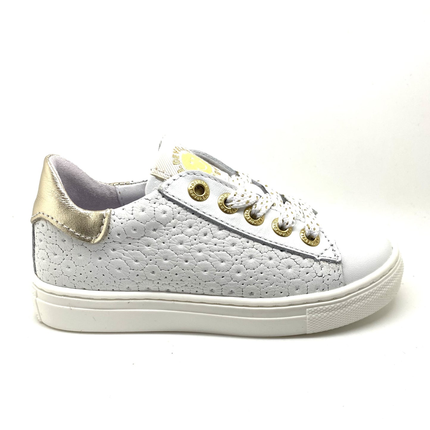 Develab lage witte sneaker met bloempjes