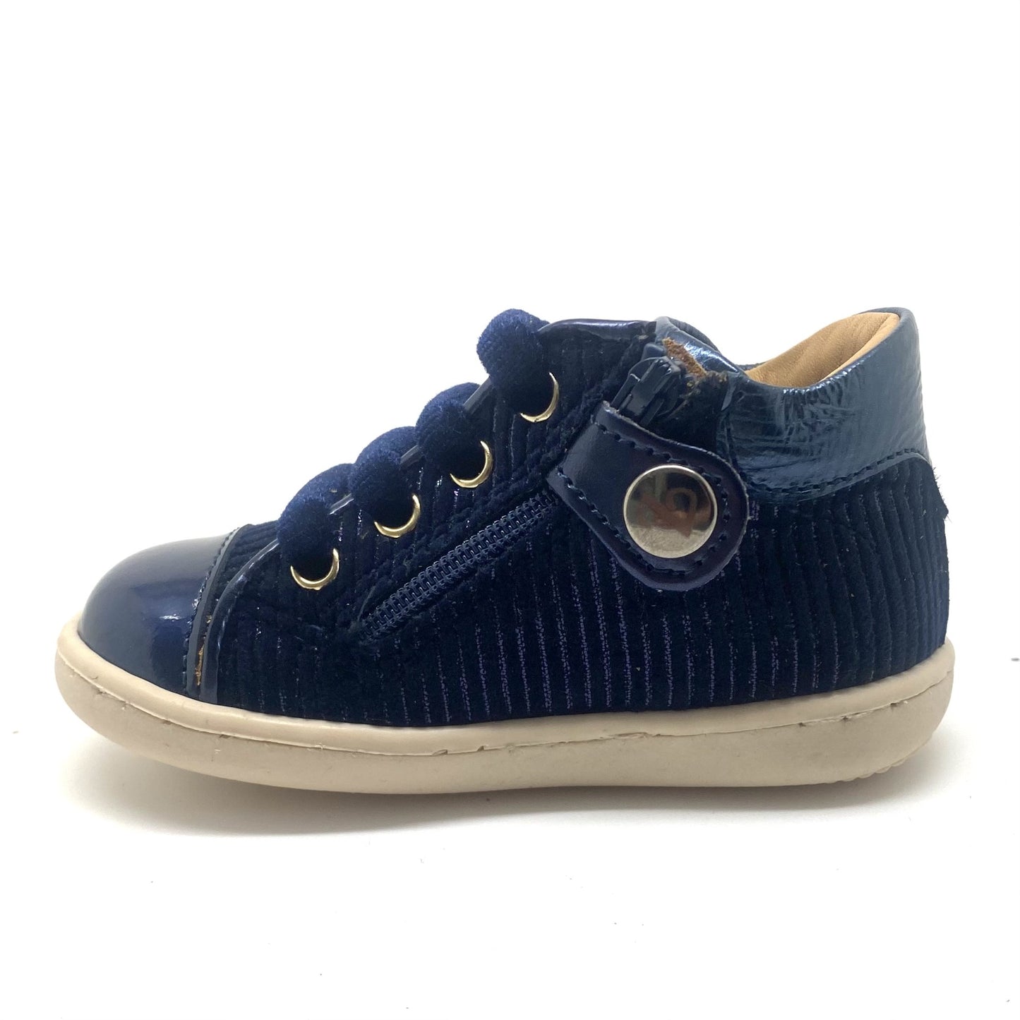 Zecchino D'oro blauw eerste stappertje met veter en rits.