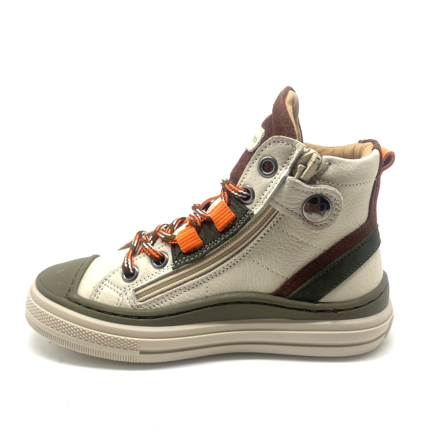 Zecchino D'oro sneaker hoog kaki en fluo oranje