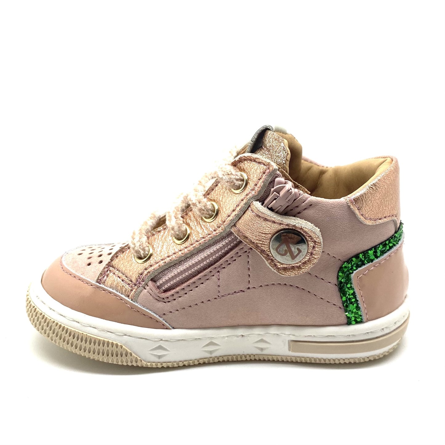 Zecchino D'oro roos sneakertje met groene glitter