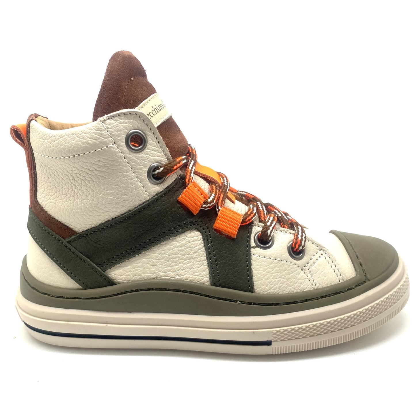 Zecchino D'oro sneaker hoog kaki en fluo oranje