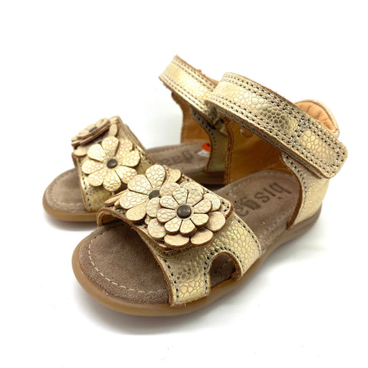 Bisgaard sandaaltjes goud bloempjes vooraan verstelbaar