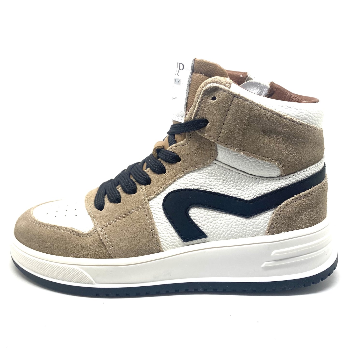 Hip hoge sneaker beige taupe wit.