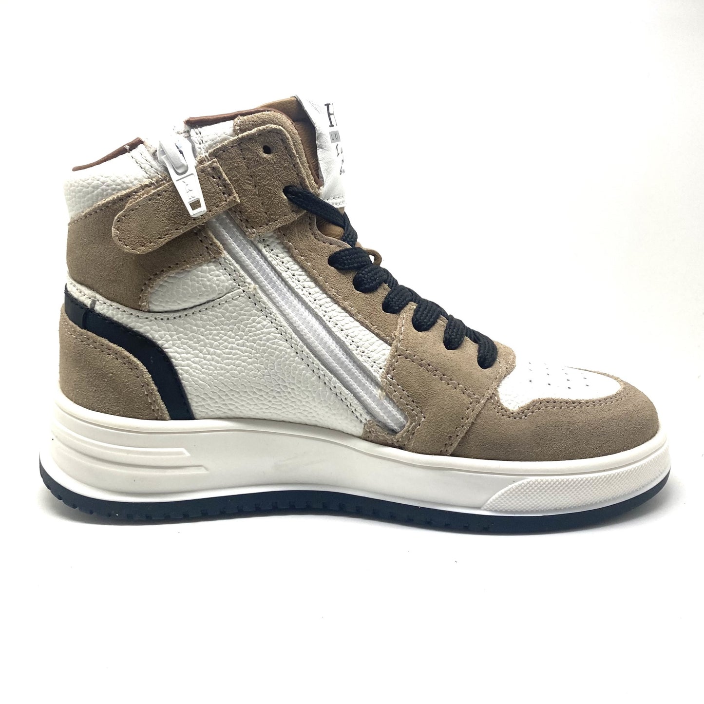 Hip hoge sneaker beige taupe wit.