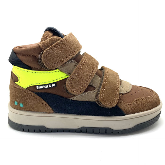 Bunnies velcro schoen met fluo geel