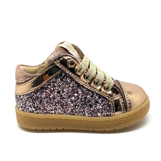 Lunella glitter sneaker met tip in metallic