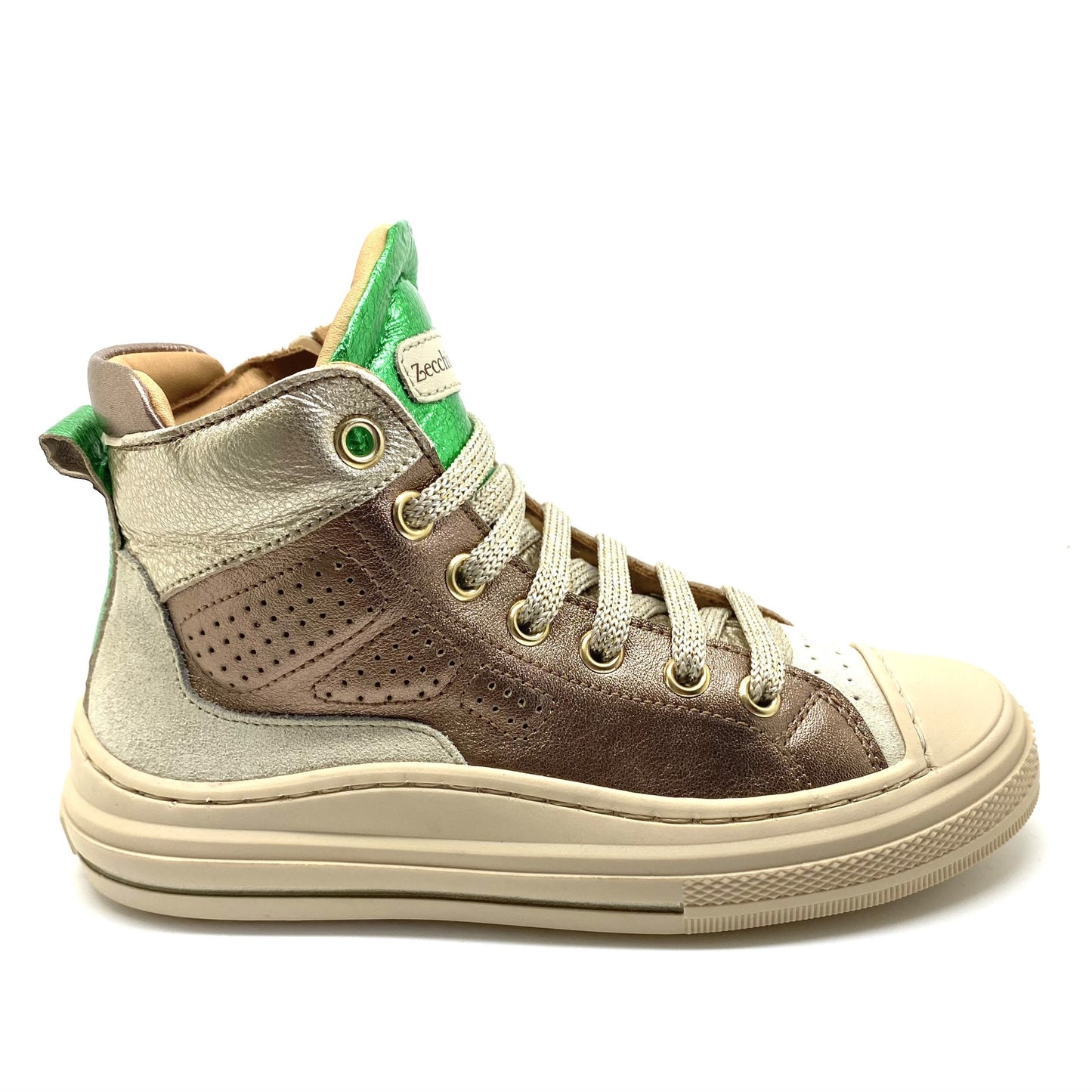 Zecchino hoge sneaker goud met groen