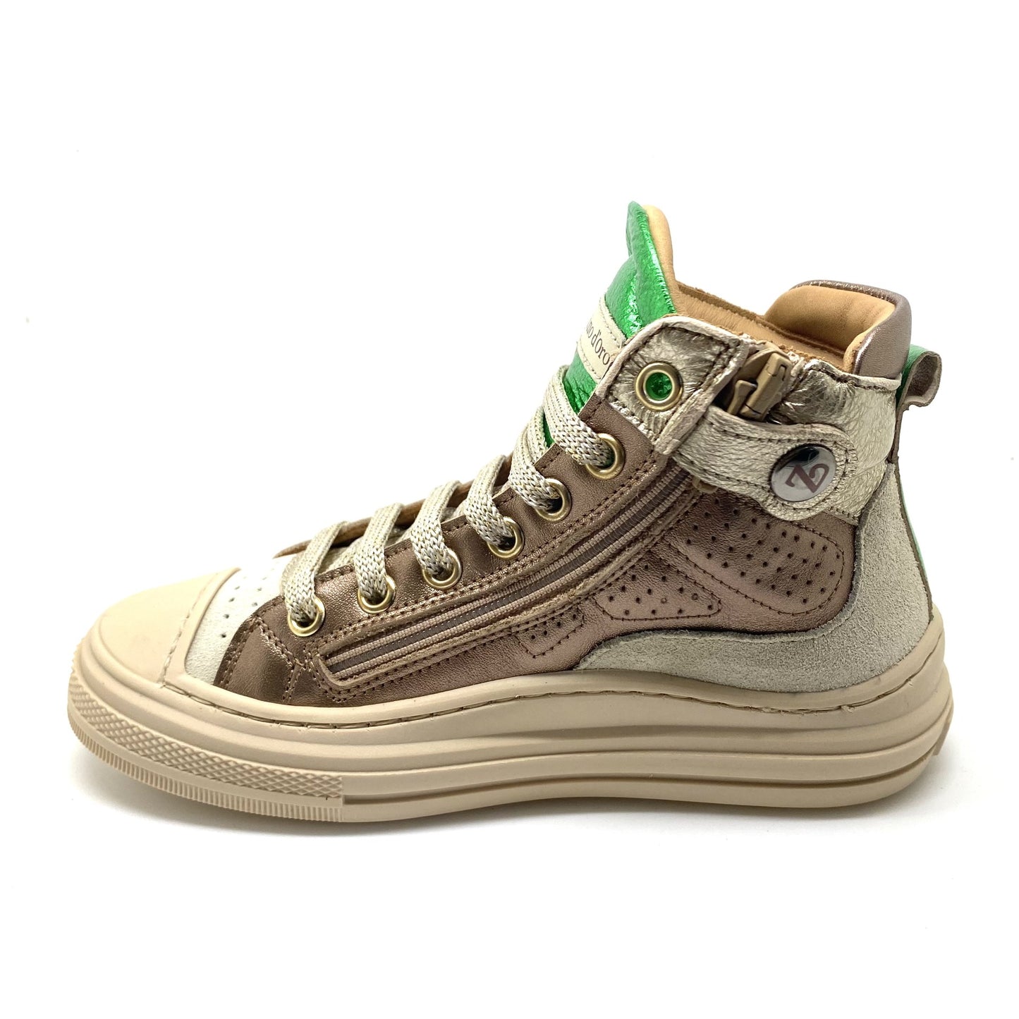 Zecchino hoge sneaker goud met groen