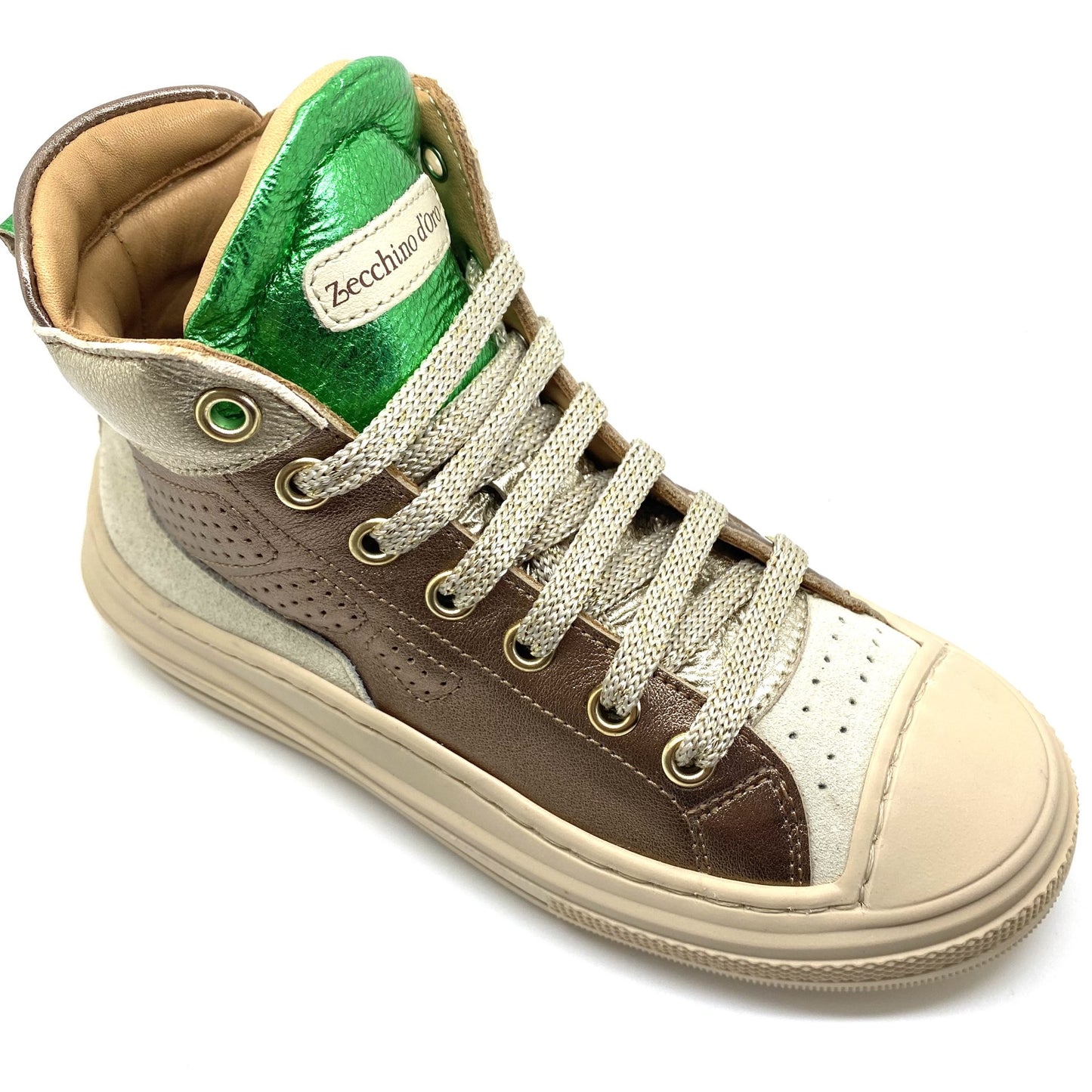 Zecchino hoge sneaker goud met groen