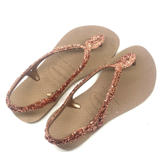 Havaianas roze glitter slippers met bandje achteraan