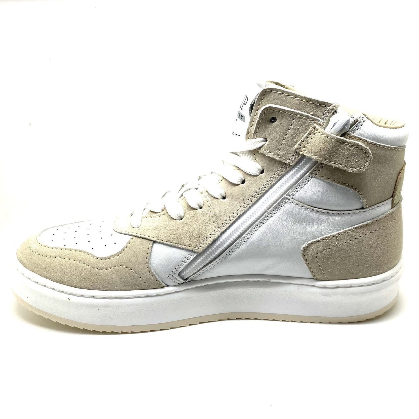 Hip sneaker hoog beige en wit