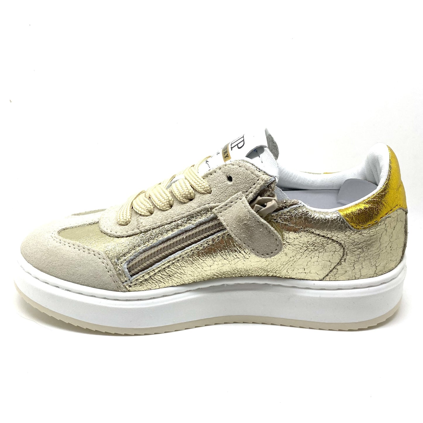 Hip lage sneaker metallic goud