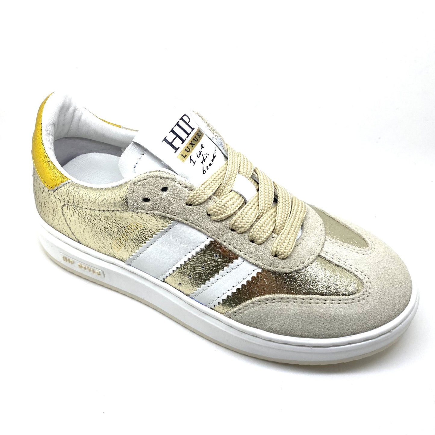 Hip lage sneaker metallic goud