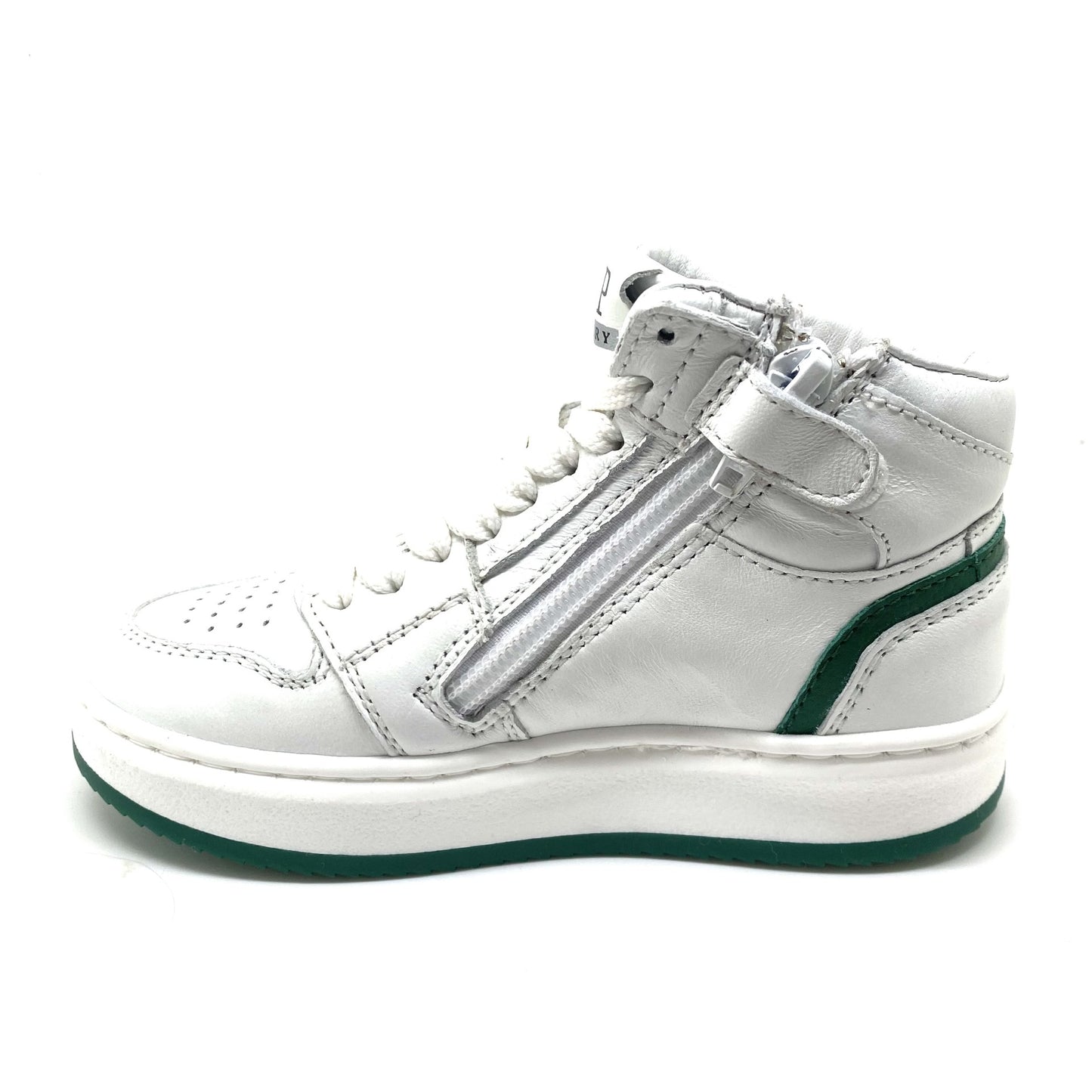 Hip witte hoge sneaker met groene streep